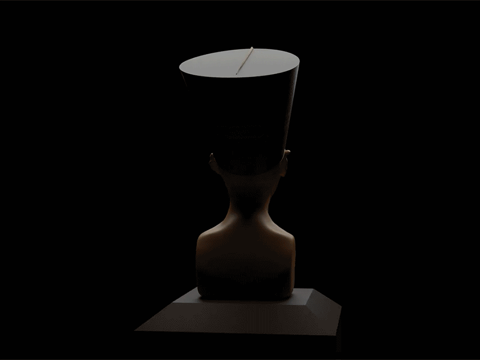 360º turntable animation of a replica of the famous ancient Egyptian Nefertiti bust.